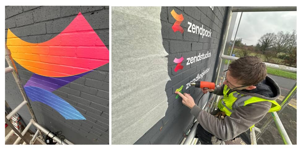 A collage of the exterior signage when it was installed.